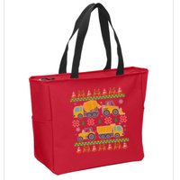 Tractors And Bulldozers Ugly Christmas Sweater Zip Tote Bag