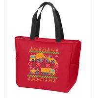 Tractors And Bulldozers Ugly Christmas Sweater Zip Tote Bag