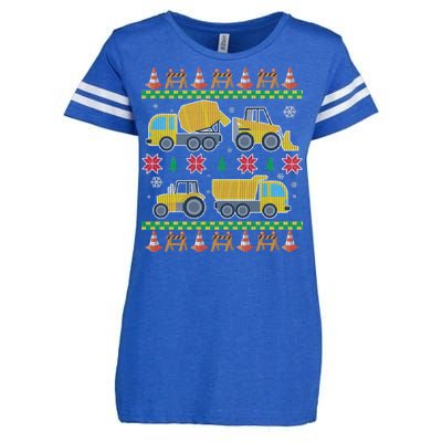 Tractors And Bulldozers Ugly Christmas Sweater Enza Ladies Jersey Football T-Shirt