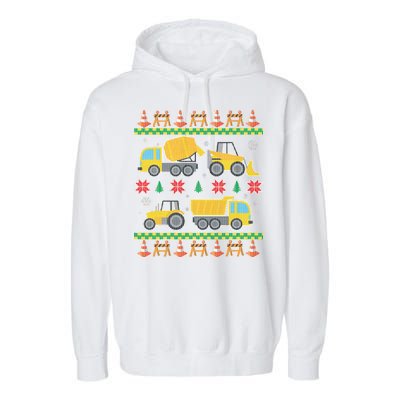 Tractors And Bulldozers Ugly Christmas Sweater Garment-Dyed Fleece Hoodie