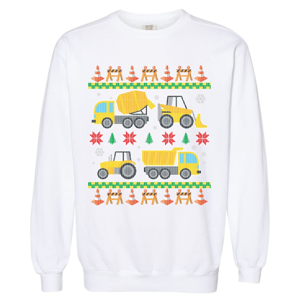 Tractors And Bulldozers Ugly Christmas Sweater Garment-Dyed Sweatshirt