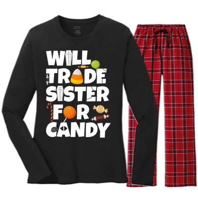 Trade My Sister For Candy Women's Long Sleeve Flannel Pajama Set 