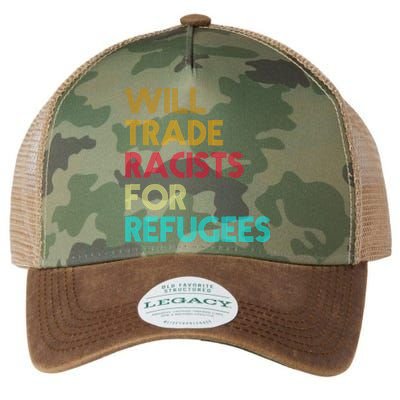 Trade Racists For Refugees Funny Political Legacy Tie Dye Trucker Hat