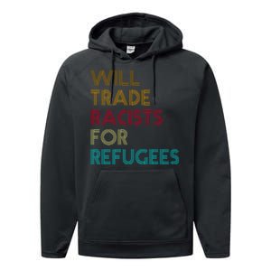 Trade Racists For Refugees Funny Political Performance Fleece Hoodie