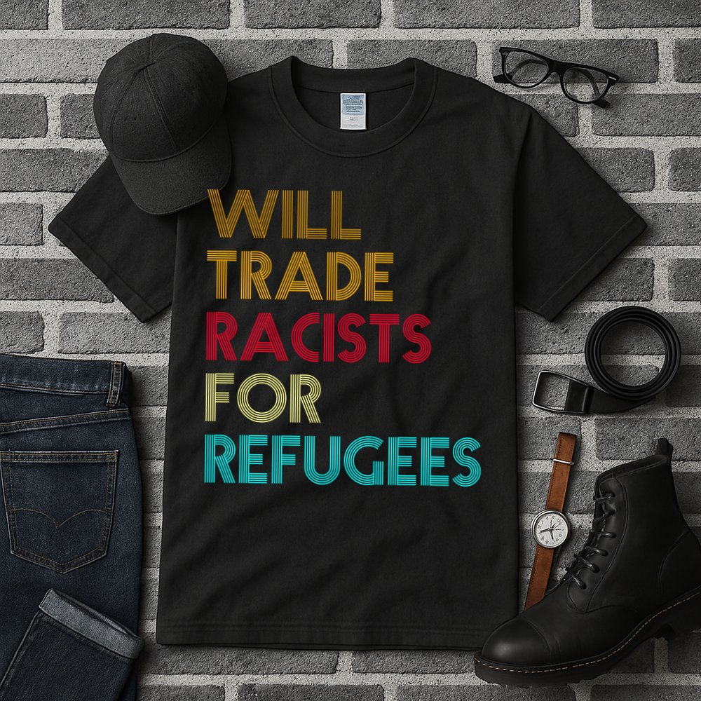 Trade Racists For Refugees Funny Political Tall T-Shirt