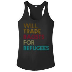 Trade Racists For Refugees Funny Political Ladies PosiCharge Competitor Racerback Tank