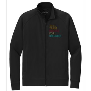 Trade Racists For Refugees Funny Political Stretch Full-Zip Cadet Jacket