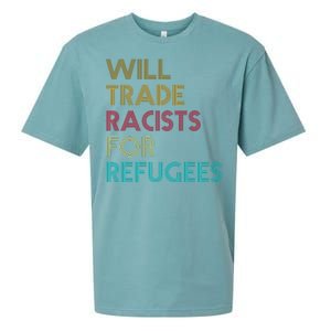 Trade Racists For Refugees Funny Political Sueded Cloud Jersey T-Shirt