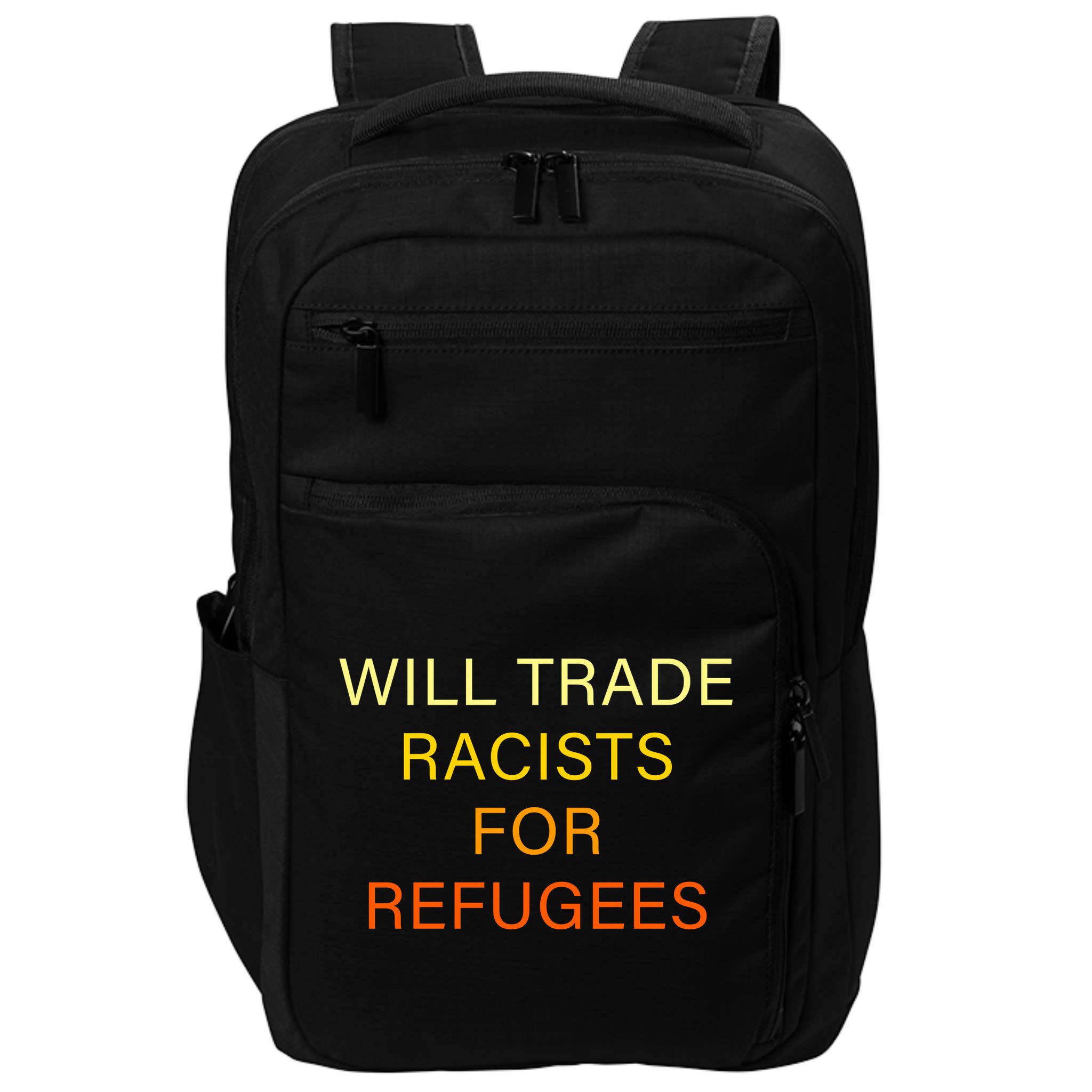 Trade Racists For Refugees Simple Logo Impact Tech Backpack