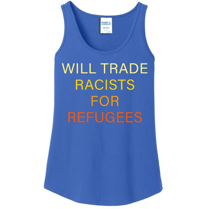 Trade Racists For Refugees Simple Logo Ladies Essential Tank