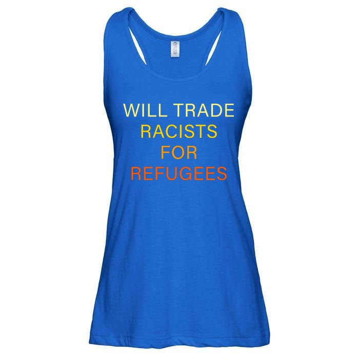 Trade Racists For Refugees Simple Logo Ladies Essential Flowy Tank