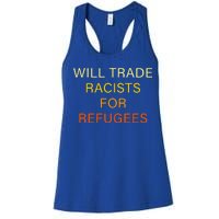 Trade Racists For Refugees Simple Logo Women's Racerback Tank