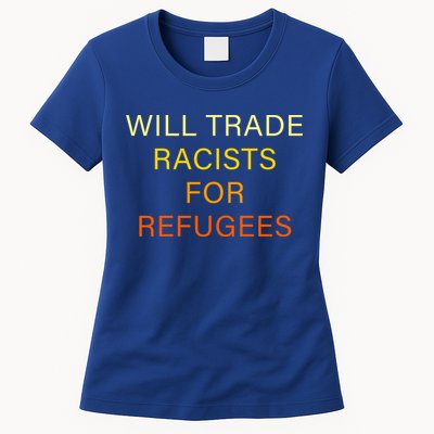 Trade Racists For Refugees Simple Logo Womens T-Shirt