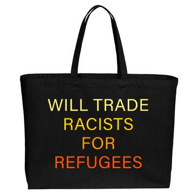 Trade Racists For Refugees Simple Logo Cotton Canvas Jumbo Tote