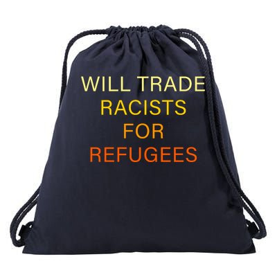 Trade Racists For Refugees Simple Logo Drawstring Bag