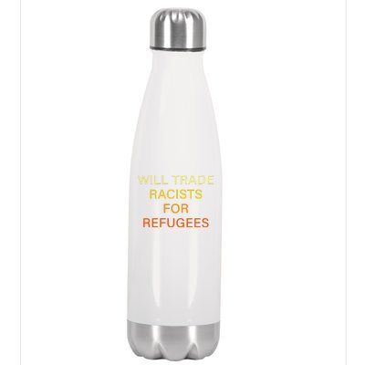 Trade Racists For Refugees Simple Logo Stainless Steel Insulated Water Bottle