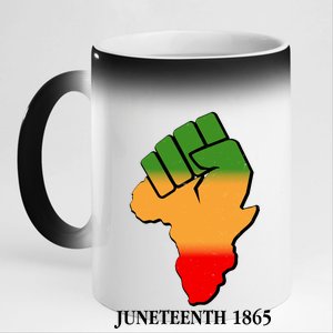 Traditional African Colors Protest Fist Juneteenth 11oz Black Color Changing Mug