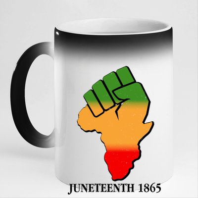 Traditional African Colors Protest Fist Juneteenth 11oz Black Color Changing Mug