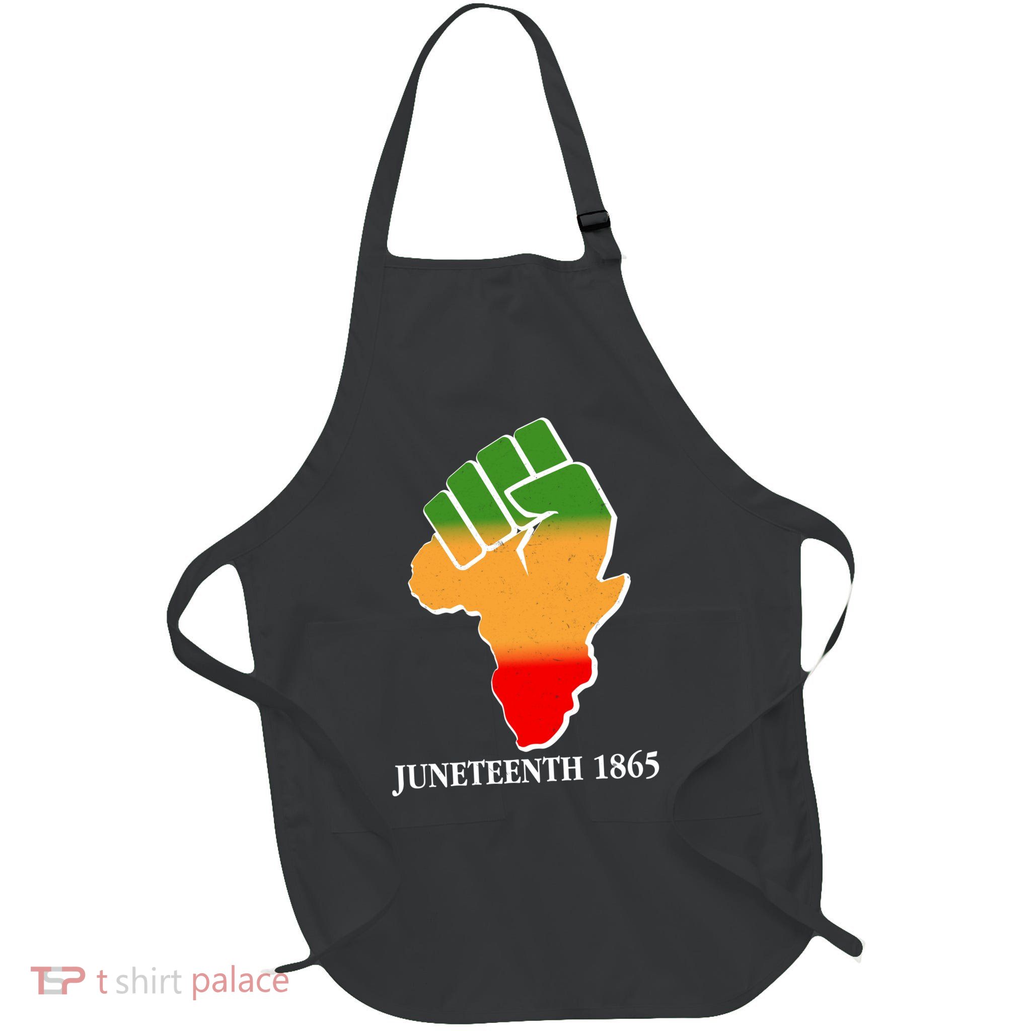 Traditional African Colors Protest Fist Juneteenth Full-Length Apron With Pockets