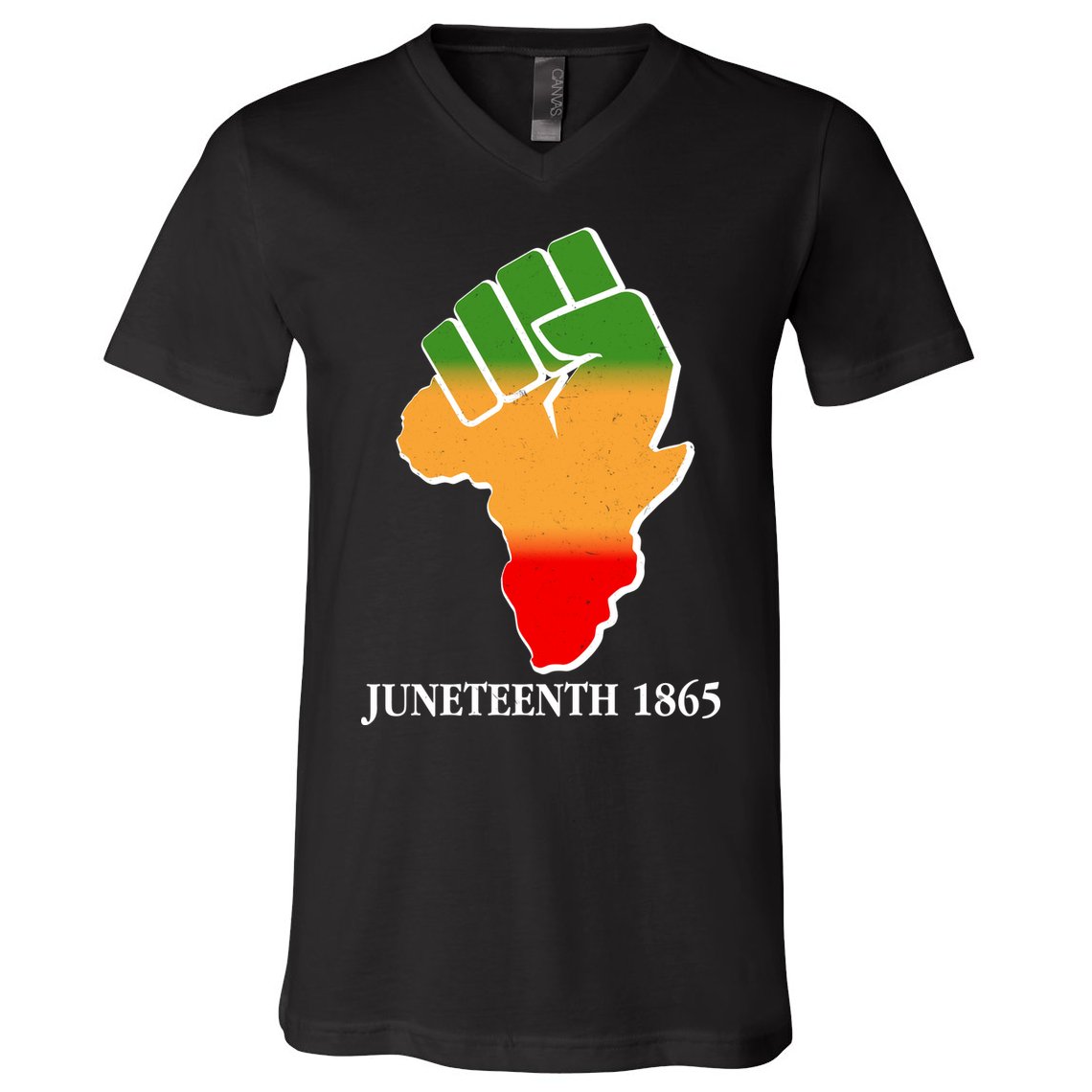 Traditional African Colors Protest Fist Juneteenth V-Neck T-Shirt