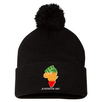 Traditional African Colors Protest Fist Juneteenth Pom Pom 12in Knit Beanie