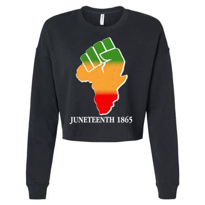 Traditional African Colors Protest Fist Juneteenth Cropped Pullover Crew