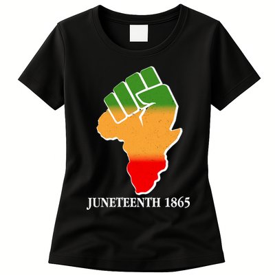 Traditional African Colors Protest Fist Juneteenth Womens T-Shirt