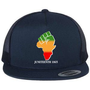 Traditional African Colors Protest Fist Juneteenth Flat Bill Trucker Hat