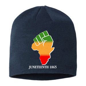 Traditional African Colors Protest Fist Juneteenth Sustainable Beanie