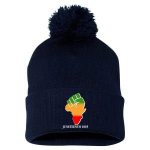 Traditional African Colors Protest Fist Juneteenth Pom Pom 12in Knit Beanie