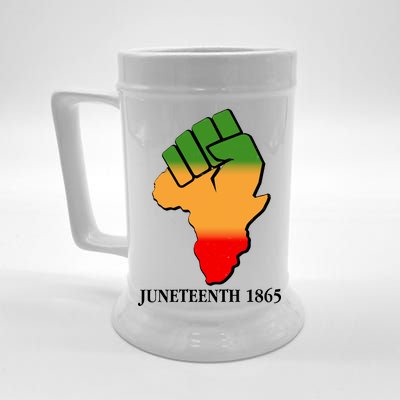 Traditional African Colors Protest Fist Juneteenth Beer Stein