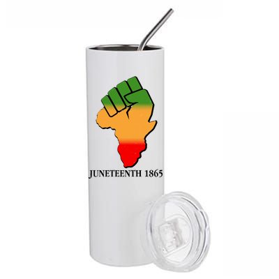 Traditional African Colors Protest Fist Juneteenth Stainless Steel Tumbler