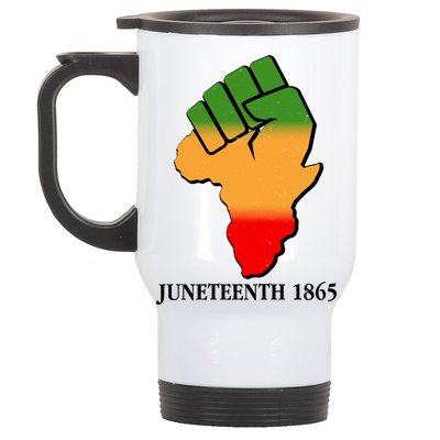 Traditional African Colors Protest Fist Juneteenth Stainless Steel Travel Mug