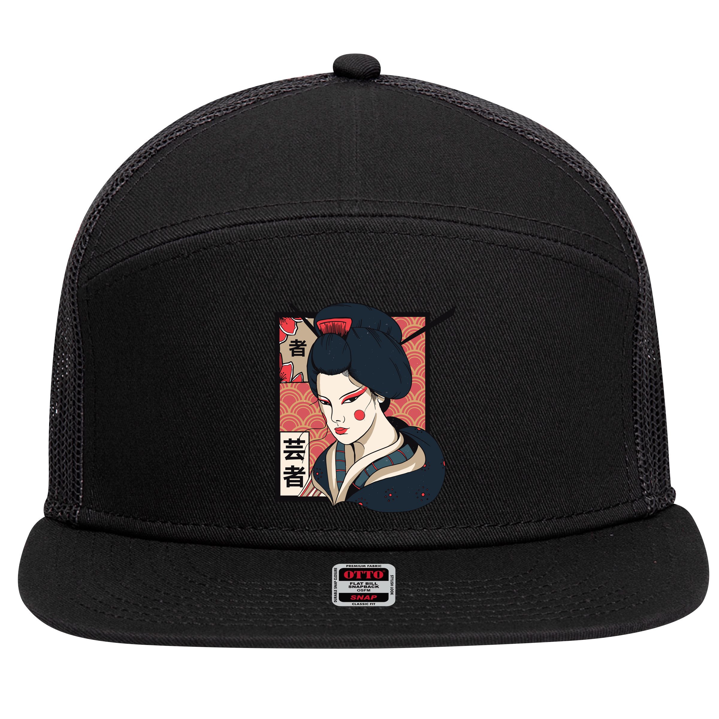 Traditional Geisha 7 Panel Mesh Trucker Snapback Hat