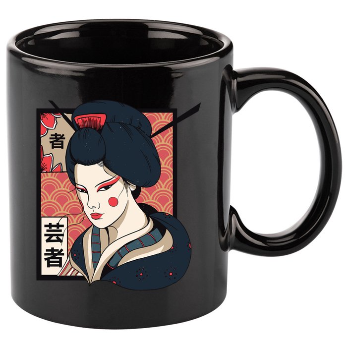 Traditional Geisha 11oz C Handle Ceramic Mug