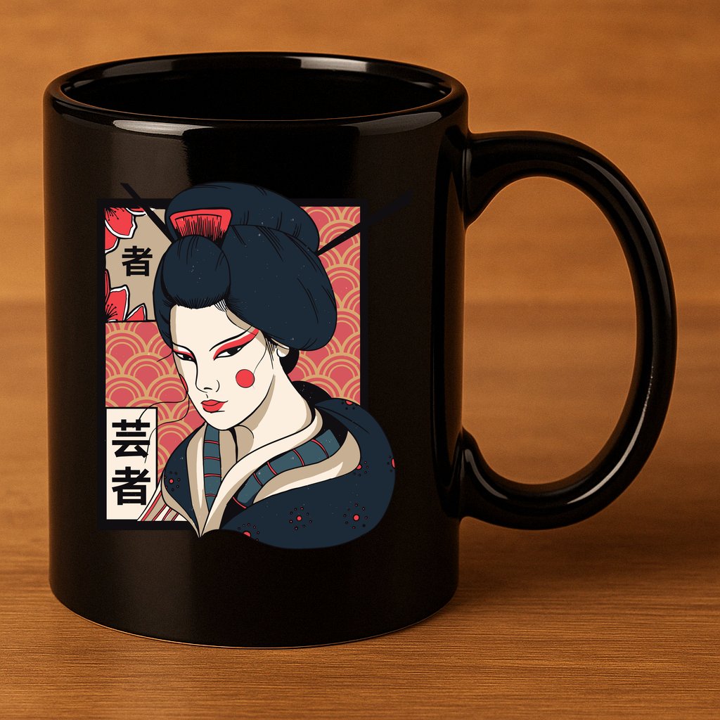 Traditional Geisha 11oz C Handle Ceramic Mug