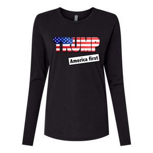 America First Donald Trump Womens Cotton Relaxed Long Sleeve T-Shirt