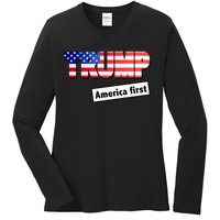 America First Donald Trump Ladies Long Sleeve Shirt