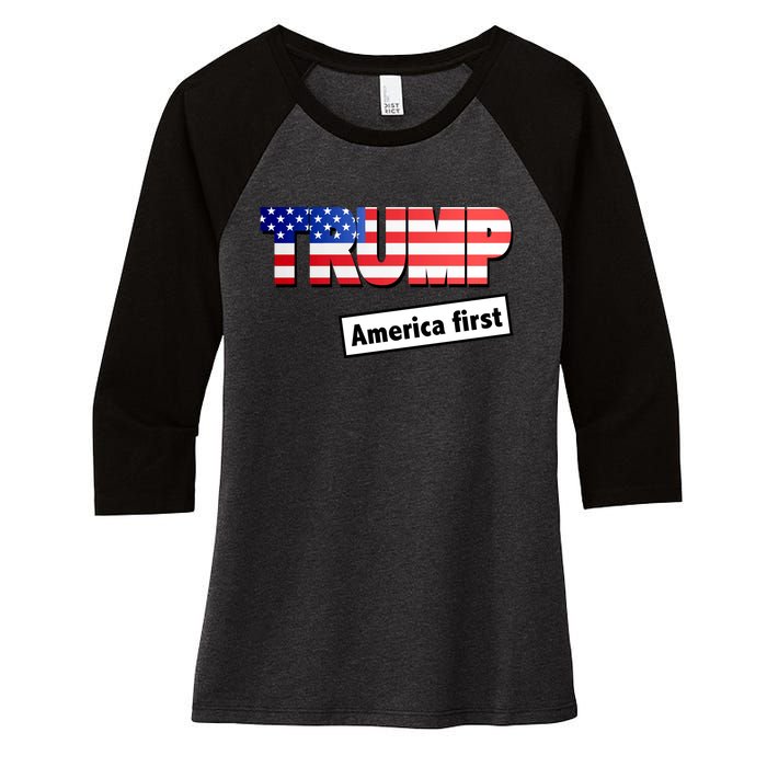 America First Donald Trump Women's Tri-Blend 3/4-Sleeve Raglan Shirt