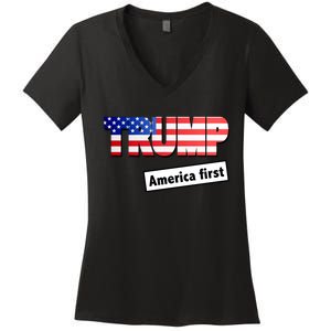 America First Donald Trump Women's V-Neck T-Shirt