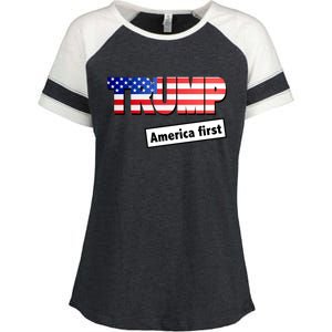 America First Donald Trump Enza Ladies Jersey Colorblock Tee