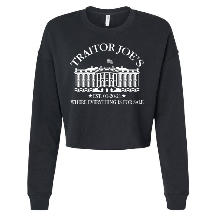 Traitor Joe's Where Everything Is For Sale Est 01-20-21 Cropped Pullover Crew