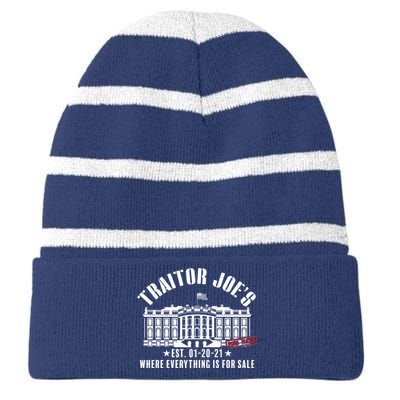 Traitor Joe's Where Everything Is For Sale Pro Republican Striped Beanie with Solid Band