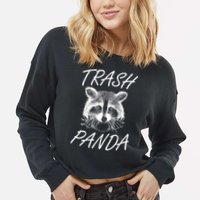 Trash Panda Funny Raccoon Cropped Pullover Crew