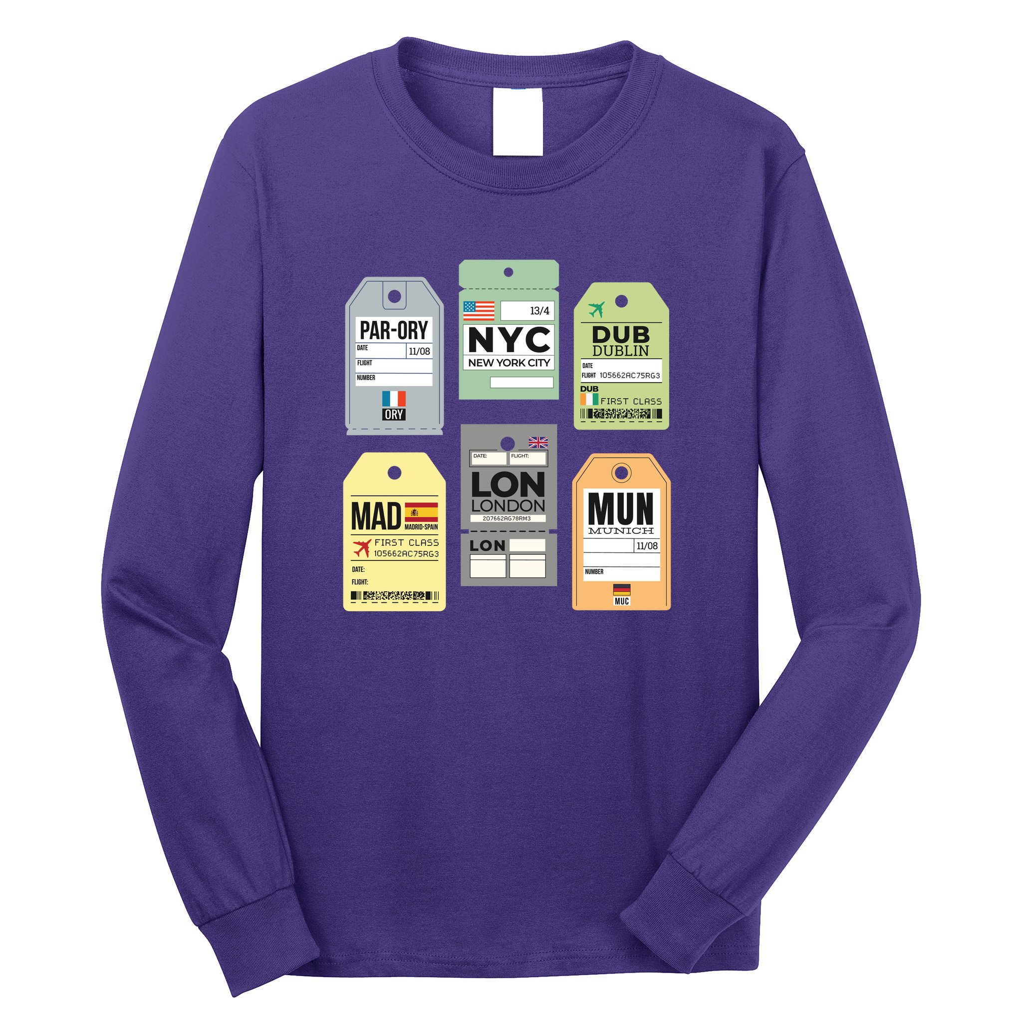 Travel Luggage Tags Long Sleeve Shirt