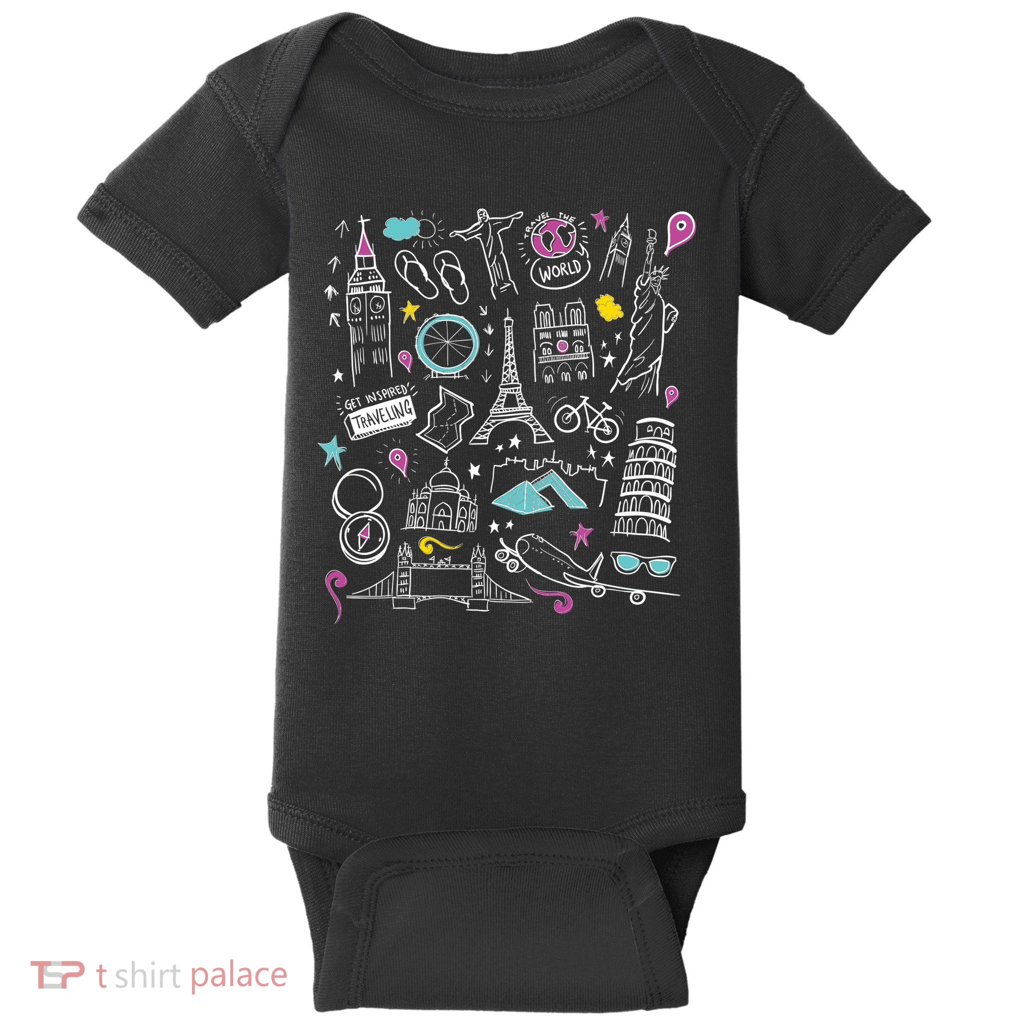 Travel The World Cute Baby Bodysuit