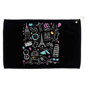 Travel The World Cute Grommeted Golf Towel