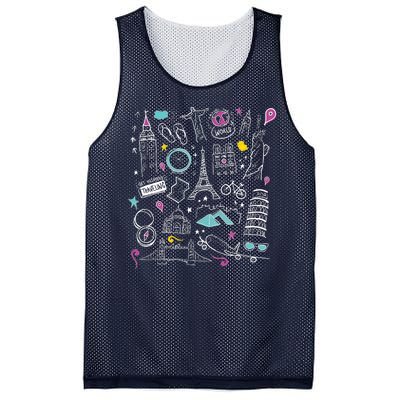 Travel The World Cute Mesh Reversible Basketball Jersey Tank