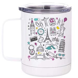 Travel The World Cute 12 oz Stainless Steel Tumbler Cup