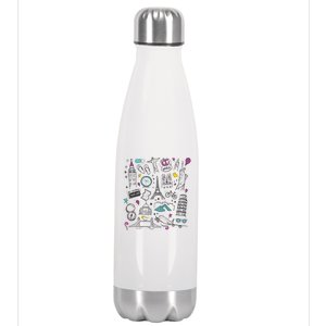 Travel The World Cute Stainless Steel Insulated Water Bottle